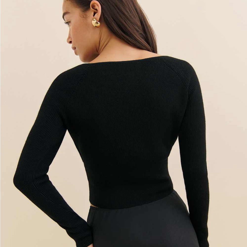 Reformation Meadow Regenerative Merino Cardigan Black - Size S - Picture 3 of 11